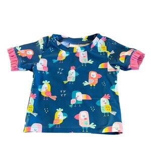 Ruffle Butts Bird Baby Swimsuit Short Sleeve Top Only 6-12M